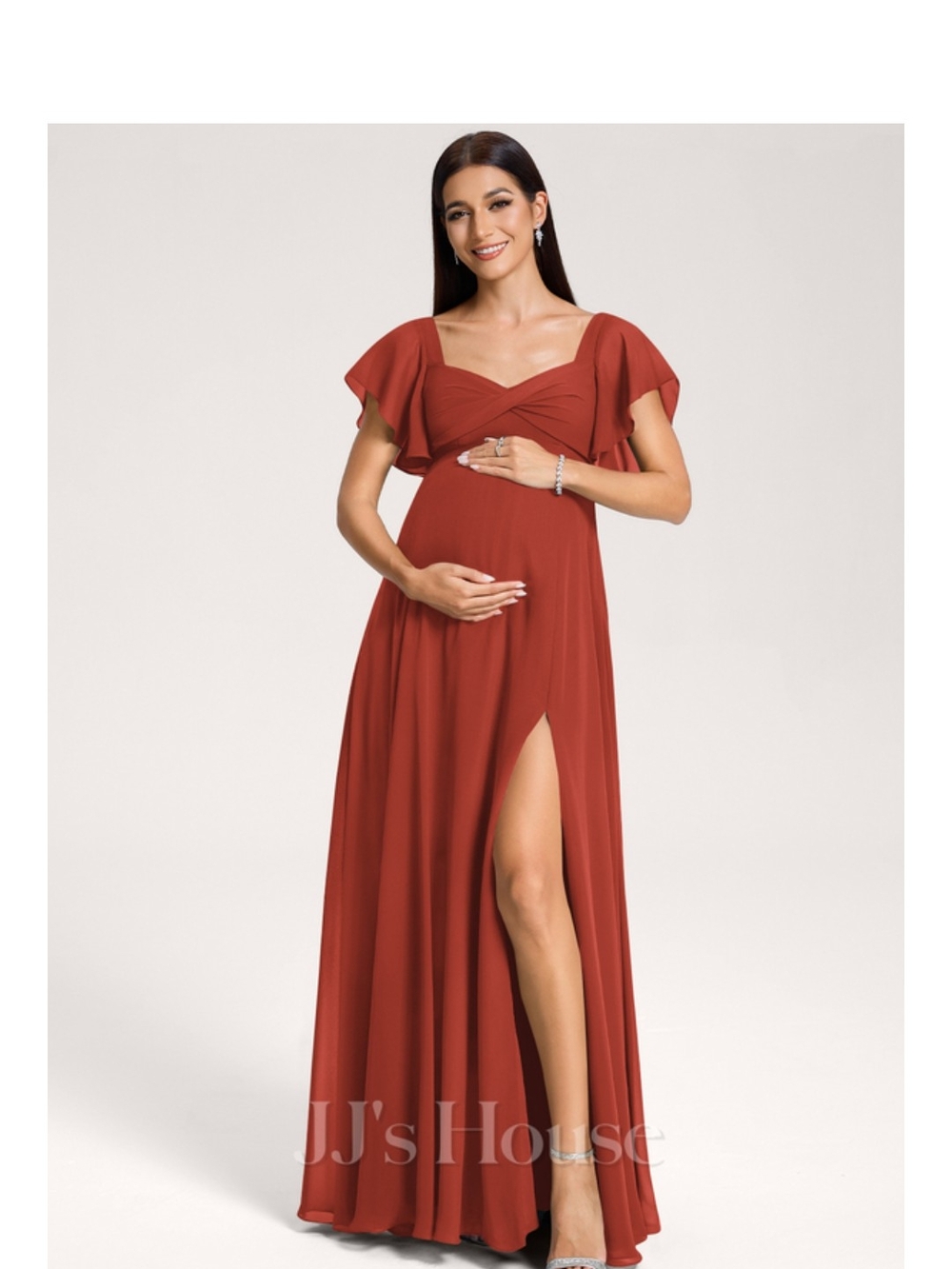 JJs House Vermillion Maternity Maxi Dress - see description for measurements